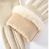 Warm Touchscreen Plush Gloves Faux Fur Trim Cycling Windproof Gloves  Women