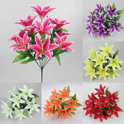 Realistic Artificial Lilis Multicolor Silk Flower Exquisite Fake Flowers  Wedding Home Party Decor