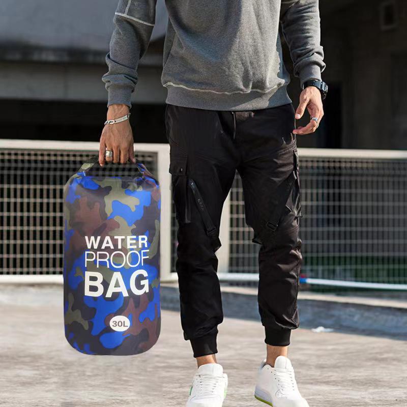 Waterproof PVC Camouflage Bucket Bag: Wet & Dry Separation, Ideal for Kids' Rafting, Beach & Swimming Activities