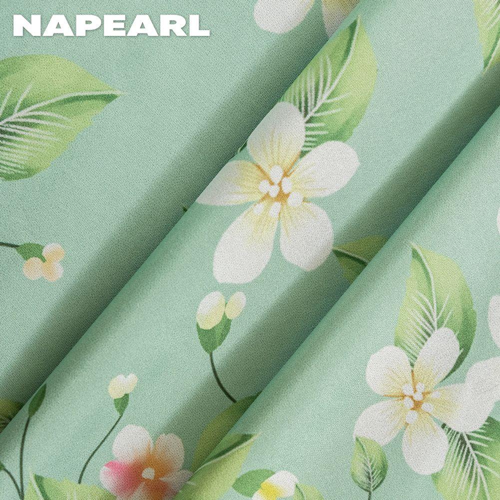 1 STÜCK NAPEARL Ländlicher Stil Sommer Grün Blumenmuster Vorhänge Vollverdunkelungsvorhänge für Schlafzimmer Wohnzimmer Balkonfenster zur Heimdekoration
