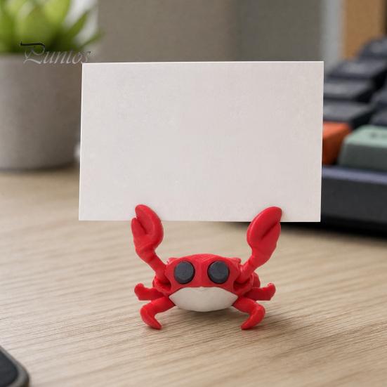 Photo Display Stand 3D Printing Business Card Holder, Cute Crab Shape, Stable Holder Non-Tip Desk Organizer, for Office Home Desktop Storage