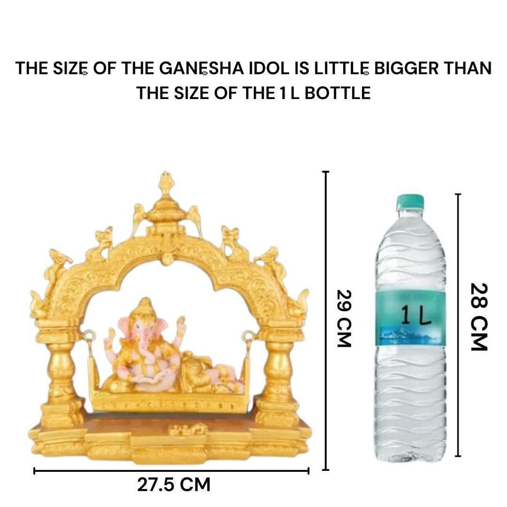 1 Pc Shree Ganesh Ji Sitting On Jhula Idol -Decorative Lord Ganesha Statue & Idols for Home Decor,Office, and Pooja,