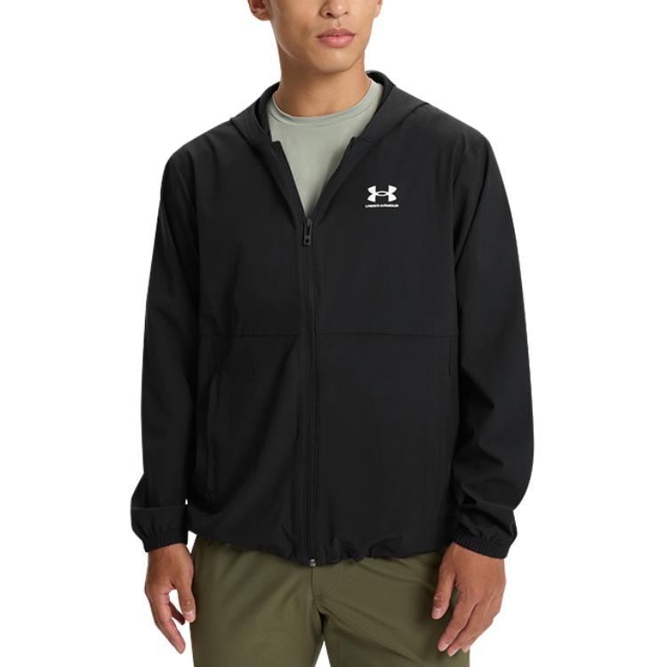 Under Armour Giacca a vento UA Vibe Tessuto da allenamento Tinta unita con cappuccio Maniche lunghe Giacca Uomo Giacche Nero 1386555-001