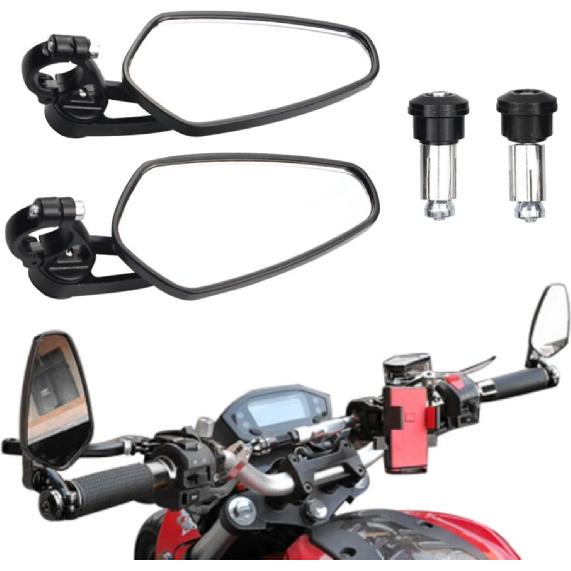 7/8" Motorcycle Mirrors,Bar End Rear View Mirrors Compatible With Honda Grom,Ducati, Suzuki,Yamaha, Kawasaki And More (BLUE)