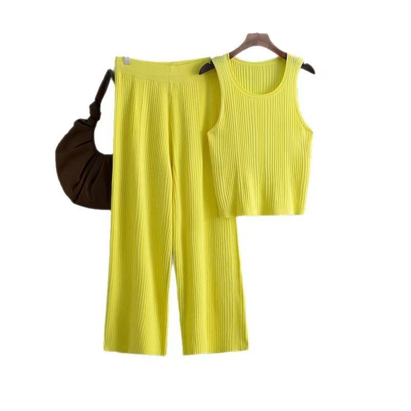 Western Style New Knitted Sling Vest Top Trousers Set Knited Top and Shorts Set