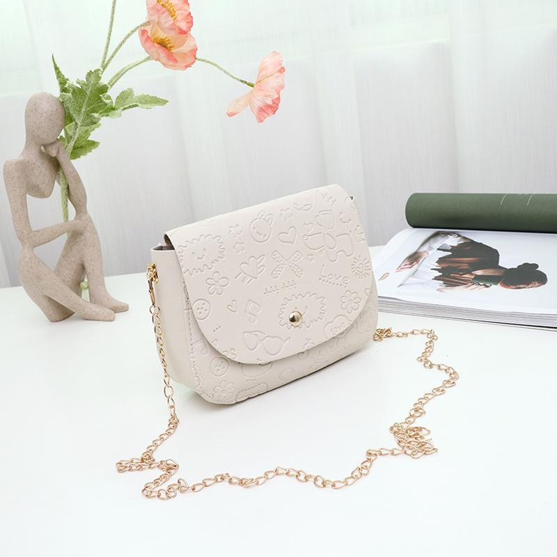 Fashion embossed pattern single shoulder crossbody chain small square bag versatile women's bag