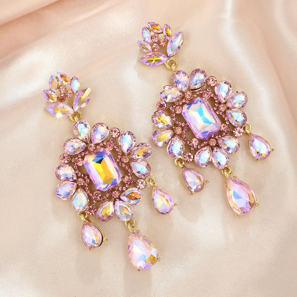 Fashion Lady Geometric Crystal Earrings With Irregular Design For Elegant Occasions