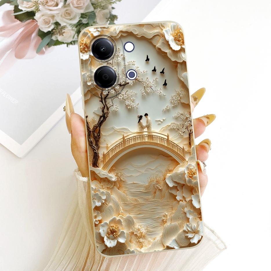 For Vivo Y05 4G Case New Luxury Bow Love Heart Painted Cover Soft TPU Phone Case For Vivo Y11d Y 05 VivoY05 VivoY11d Fundas Bags