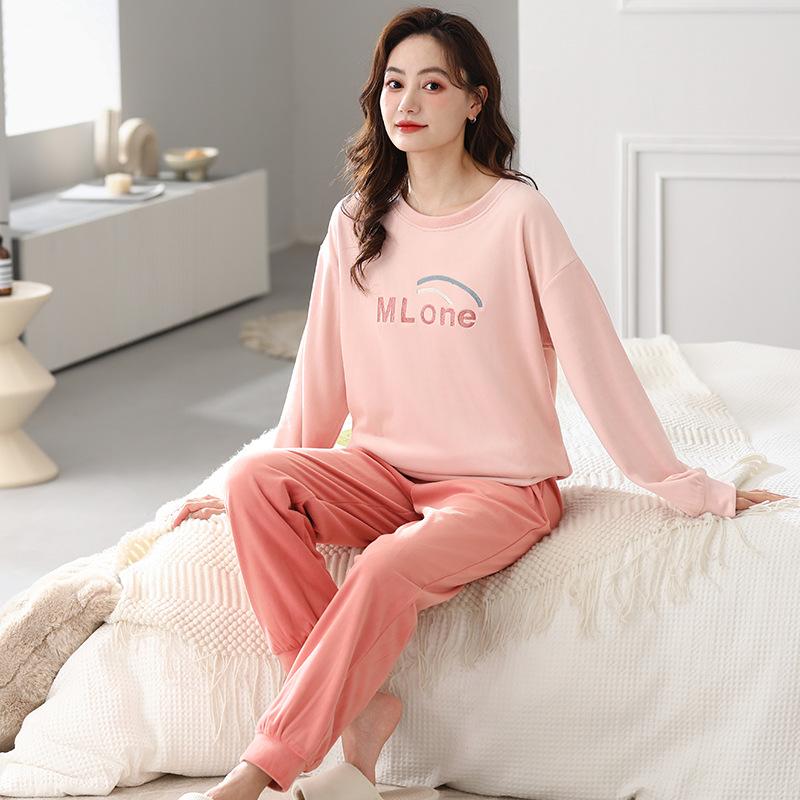 Island Fleece Pajamas Women'S Autumn And Winter Winter Warm Homewear Women'S Thin Coral Fleece Suit