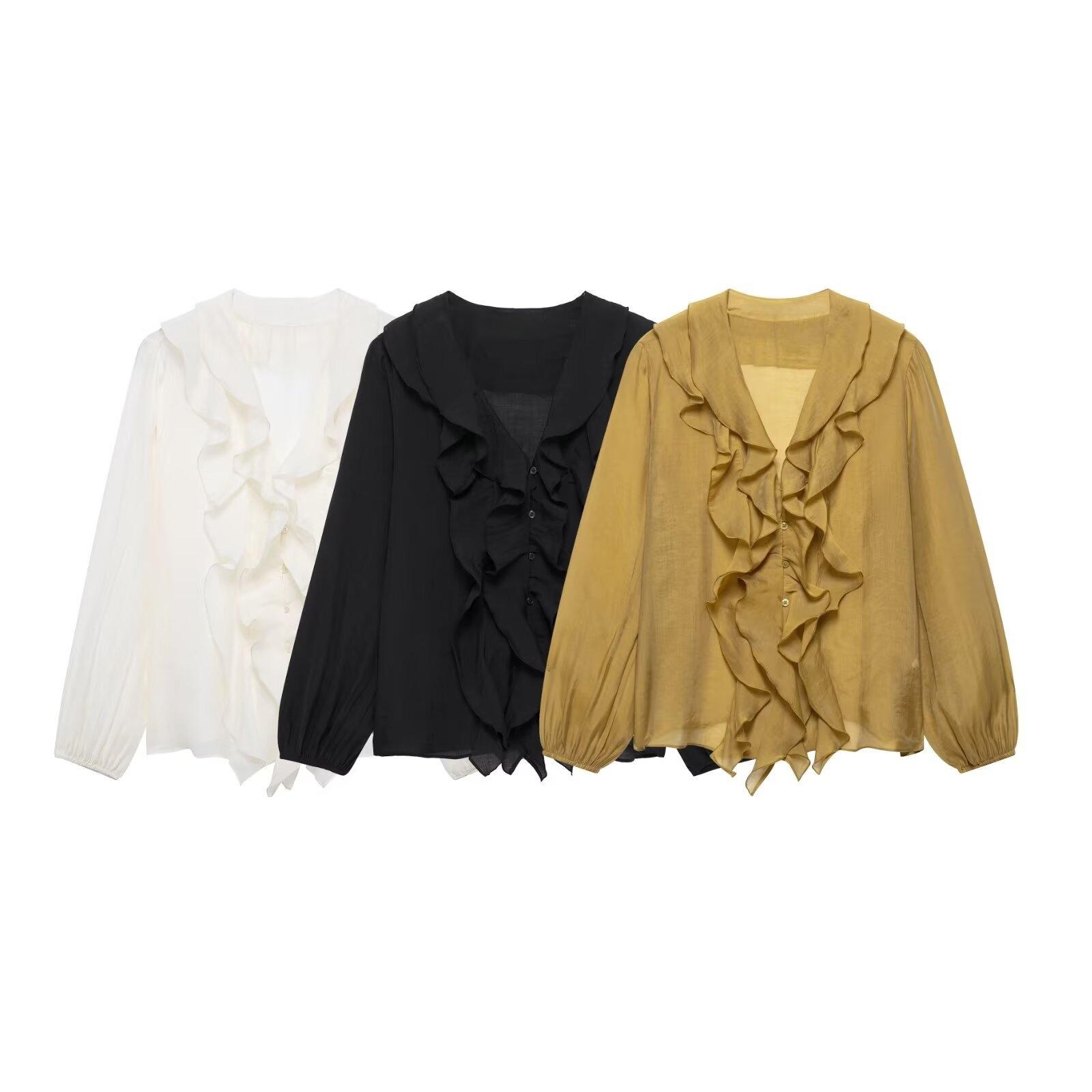 

2025 Summer Multicolor Layered French Fashion Shirt Small верблюд