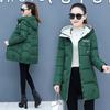 Women Fashion Winter Parka Casual Hooded Jackets Warm Letter Print Long Female Coat Zipper Outerwear