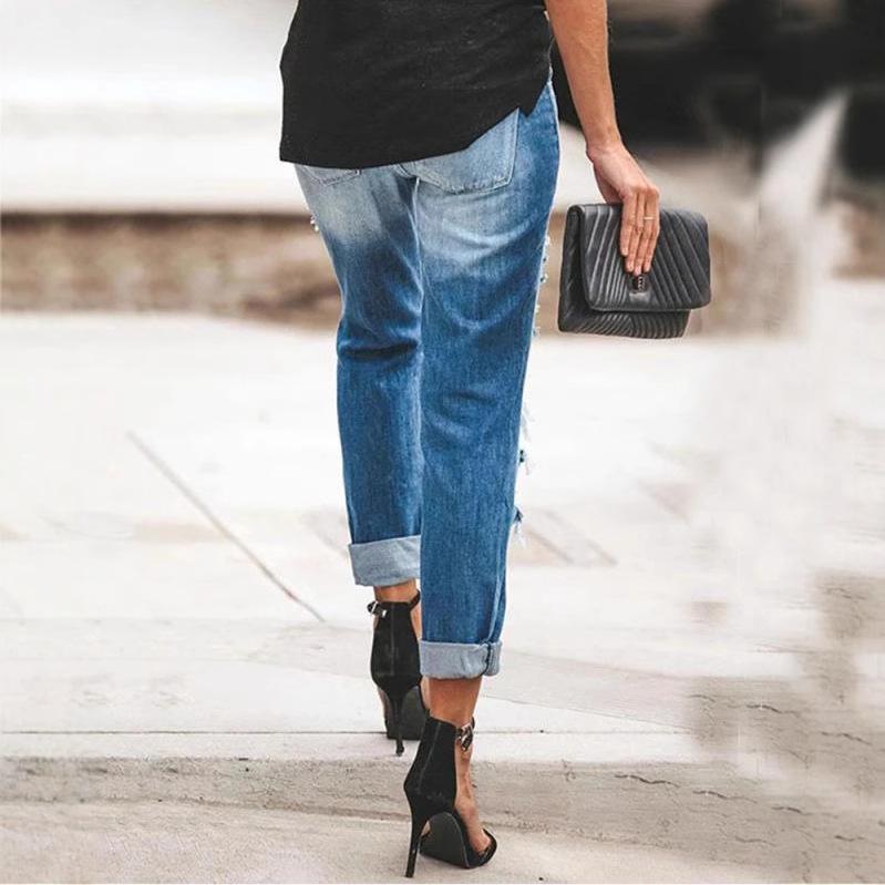 European & American Women's Ripped Skinny Jeans for Foreign Trade