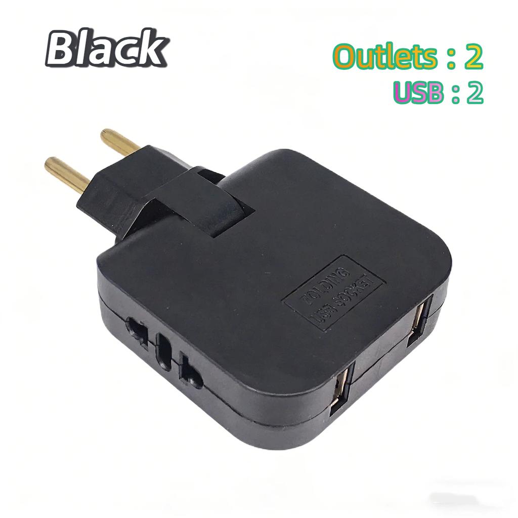 European Standard Rotating Plug Adapter – 180° Rotatable Multi-Outlet Extension Socket Cordless, Lightweight & Portable