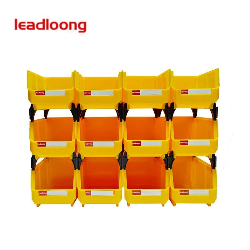 LEADLOONG V2 Part Bin 12pcs 8 X5x4in/20*13*11cm Sundries Tool Organizer Box Suitable For Office Desk And Car Accessories Storage Yellow12Pack