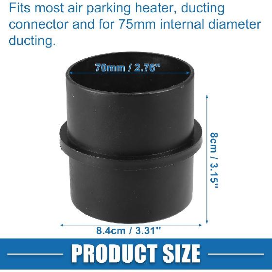 Car Air Ducting Connector Straight Air Heater Duct Joiner Connector Pipe 2.95'' 75Mm OD Black (Set Of 2)