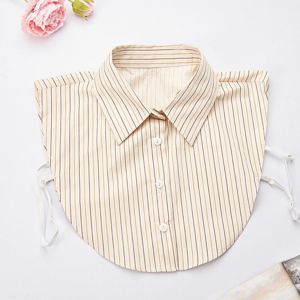 

Fashion Cotton Stripes Fake Collar Vintage Classic Front Tie Casual Detachable False Blouse Collar for Women
