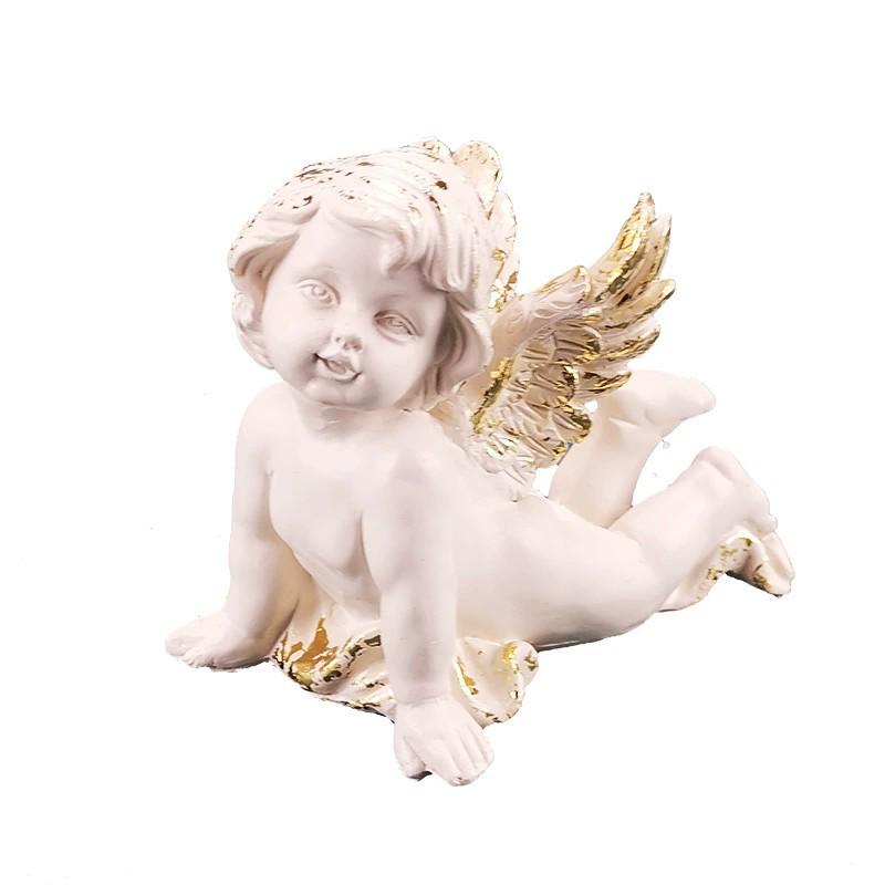 Retro Angel Wings Figurine - Cute Resin Ornament for Weddings & Birthdays