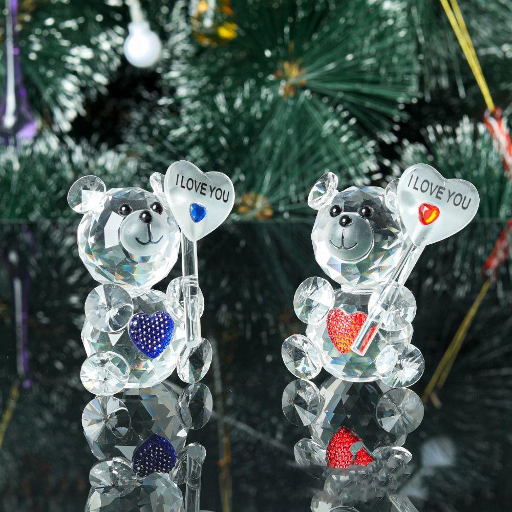 Creative Crystal Bear Figurine I Love You Sign Desktop Ornament  Guests Bridesmaid Gift