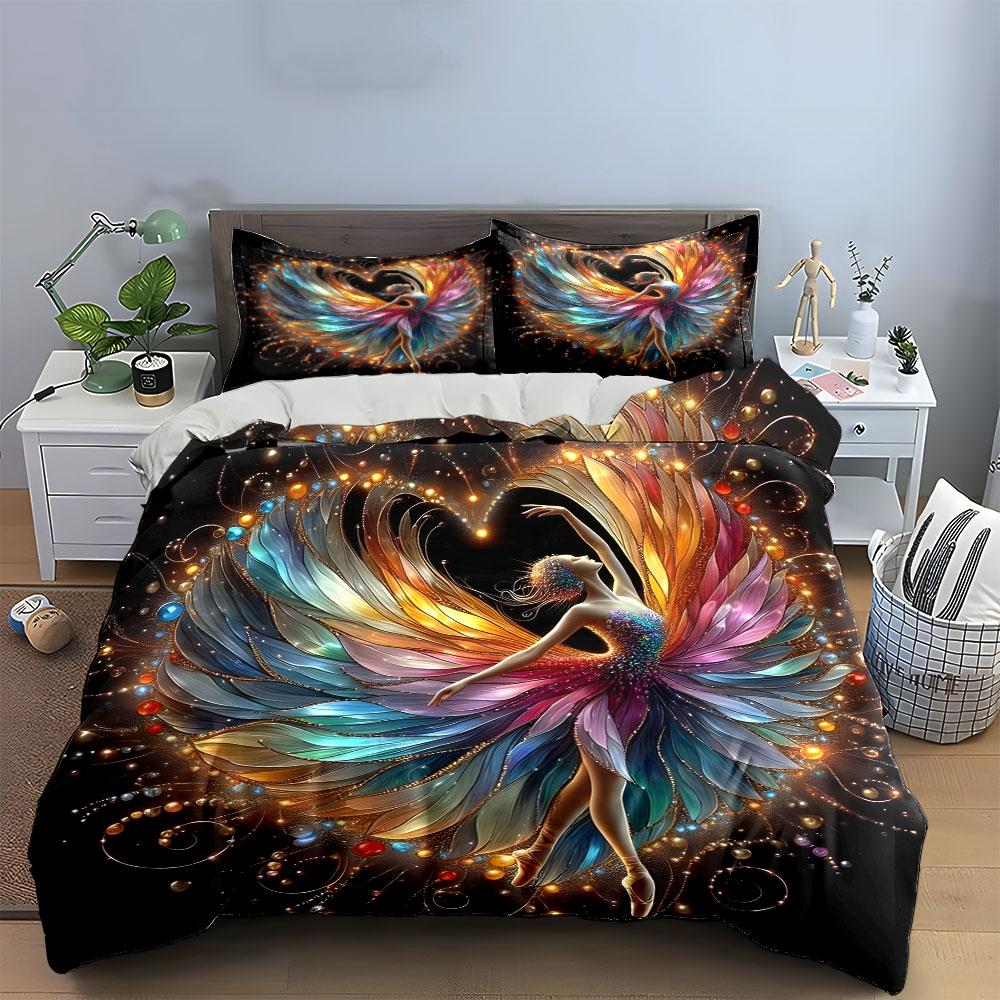 "Elegant Dance-Inspired Decorative Set" kid's and adults' bedroom decor, Exquisite three-piece bedding set gift