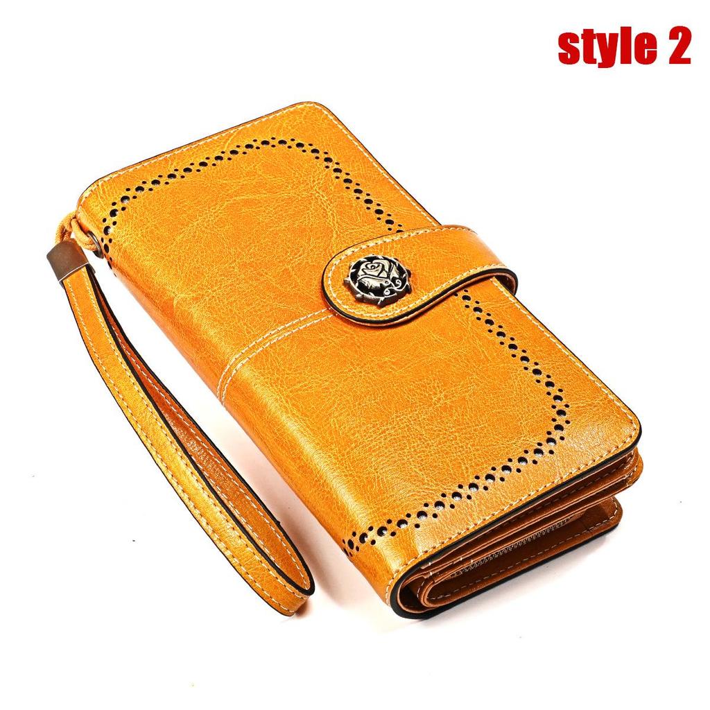 Vintage RFID Retro Genuine Leather Women's Long Clutch Wallet