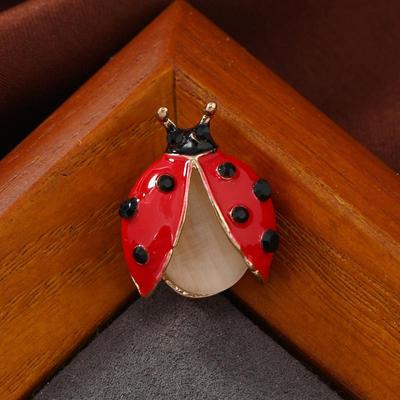 Cute Ladybug Brooch For Women Unisex Opal Red Enamel Beetle Insects Party Casual Brooch Pin Gift