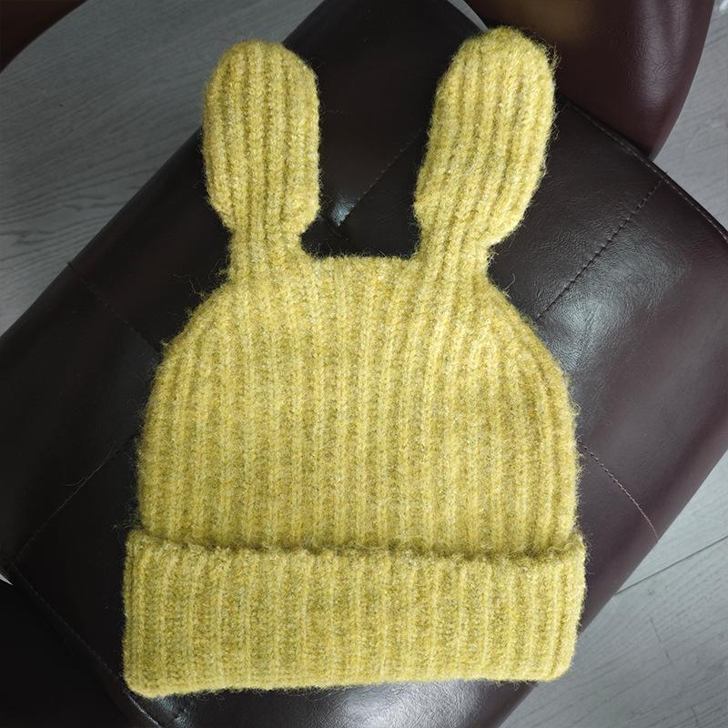 Female autumn and winter Japanese cute big ears funny knitted hat warm personality versatile face small wool hat tide