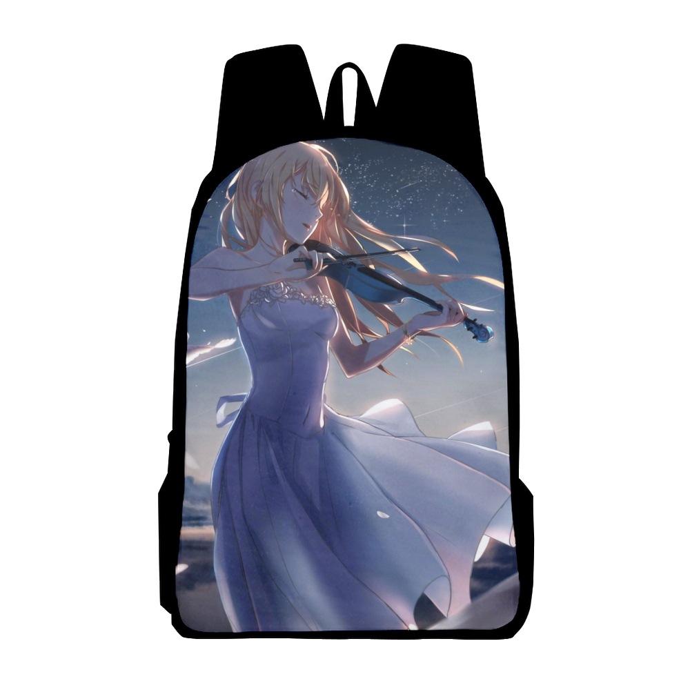 Classic Popular Your lie in April Notebook Backpacks pupil School Bags 3D Print Oxford Waterproof Boys/Girls Laptop Backpacks