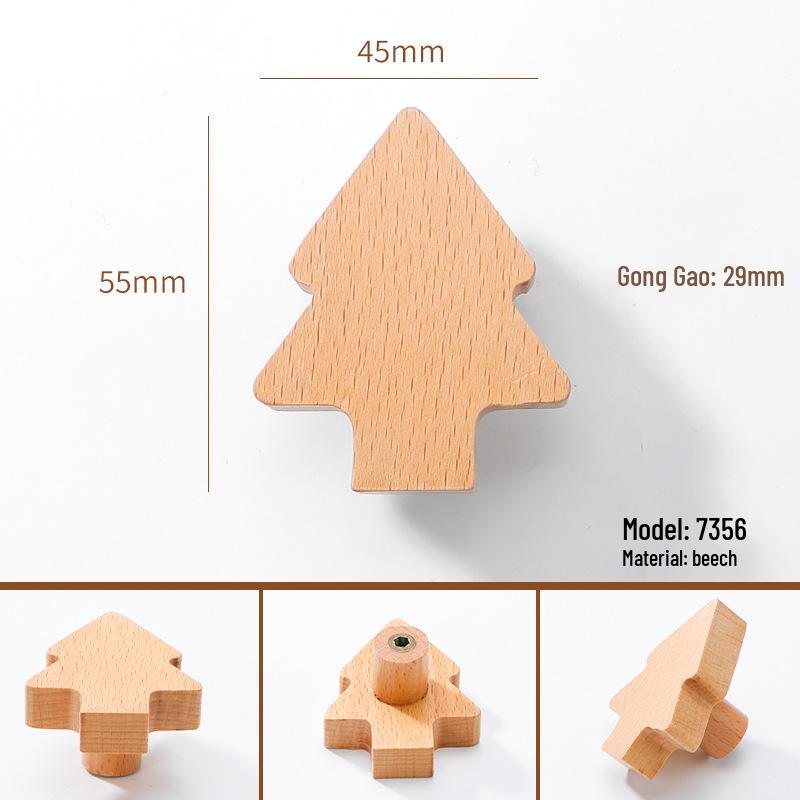 Solid Wood Cartoon Drawer Pull Knob for Children's Room