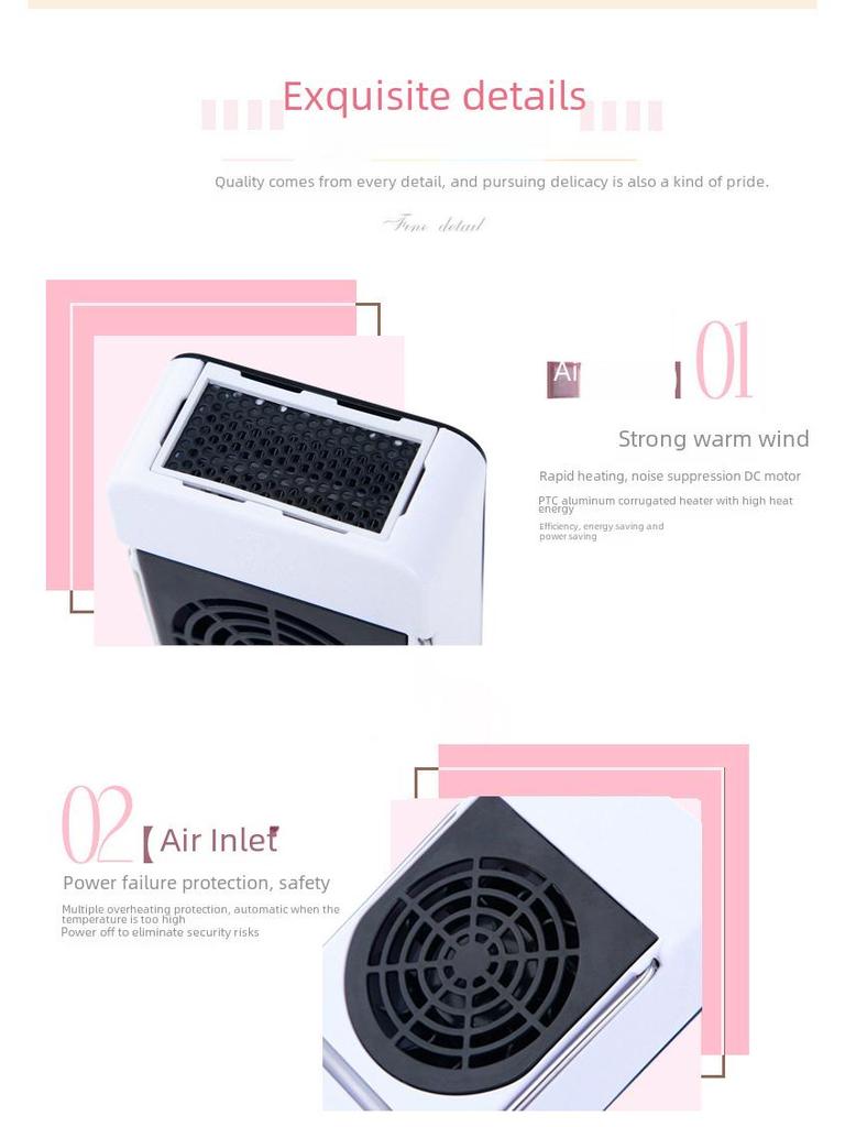 Compact Desktop Heater - Portable, Low Power for Home, Dorm, or Office