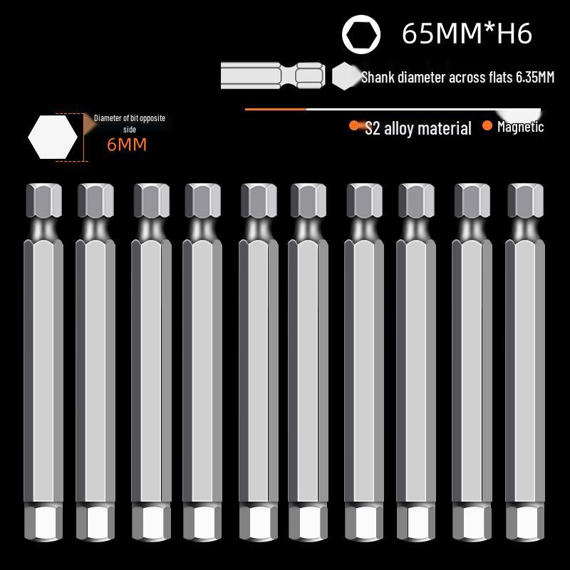 Hexagonal High Hardness S2 Bit Set for Pneumatic & Electric Screwdrivers