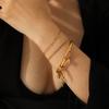 Pendant 18k Gold Stainless Steel Bangle, Niche Design Hand Jewelry, Titanium Steel Non-fading Bangle for Women