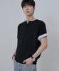 NODU Raglan Henley Neck Ribbed Crop Knit [Black]
