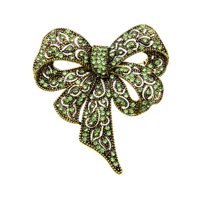 Rhinestone High -End Bow Brooch Fashion Retro Corsage Winter Clothing Accessories Women