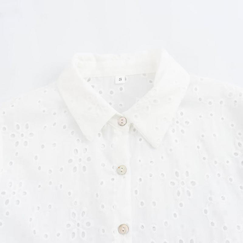 Summer European & American Style Women's Hollow Embroidery Midi Dress