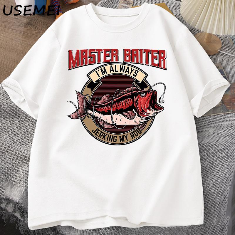 

Master Baiter Im Always Jerking My Rod T-Shirt Men Casual Short Sleeves T Shirt O-neck Tops Streetwear L белый