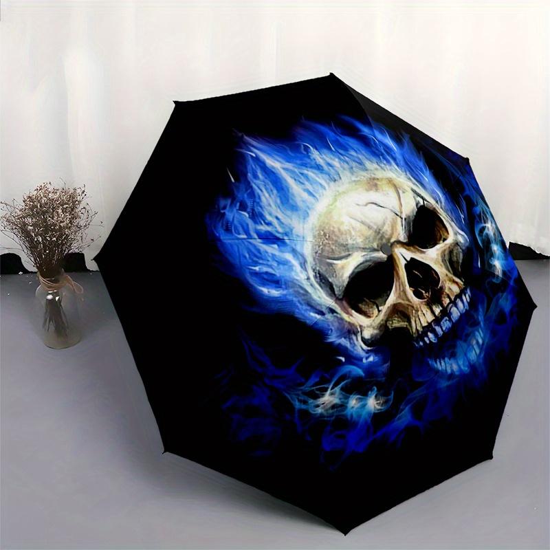 Flaming Skull Spare Tire Cover for Jeep RV Camper Trailers SUVs TrucksUmbrella, Portable 3-Fold Umbrella for Men & Women,Christmas Gift ES241