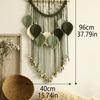 Handmade Cotton Thread Woven Wood Beads Leaf Tapestry Simple Home Bedroom B&B Wall Decoration