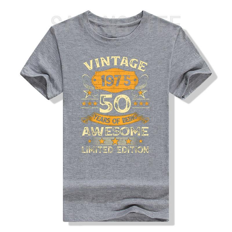 Vintage 1975 Cool 50 Year Old Bday Men Women 50th Birthday T-Shirt Born In 1975 Saying Awesome Tee Top Short Sleeve Blouses Gift