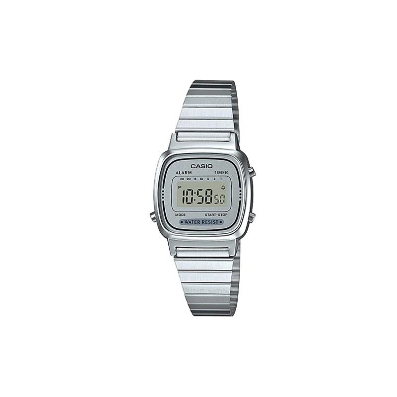 

Casio YOUTH series - small metal squares, classic squares, retro small silver blocks, LCD display, waterproof, quartz movement, stainless LA670WA-7D серебряный