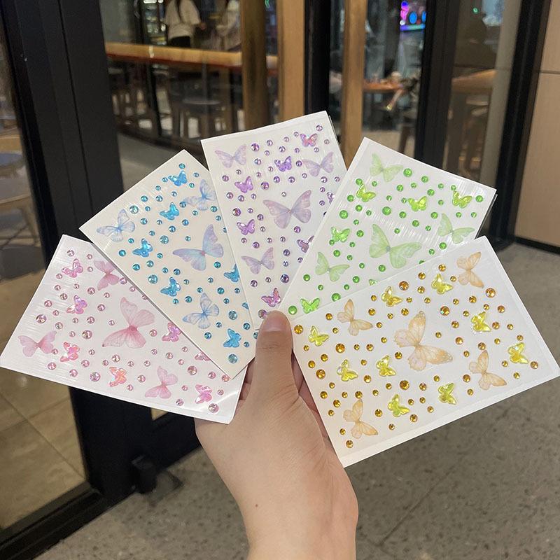 1 Blatt Elfen Schmetterling Gesichtsaufkleber Kawaii Selbstklebend Weben Schmetterling Deko Für Bühne Konzert Make-up Zubehör