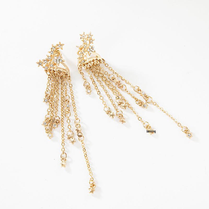 Shining Star Tassel Alloy Earrings - Popular European & American Jewelry for Women