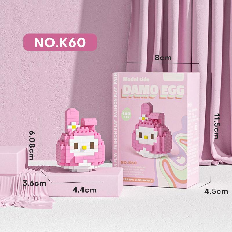 

Miniso Sanrio Disney Anime Cartoon Action Figures Diamond Micro Small Particles Building Blocks Hello Kitty Stitch Kids Toys No box