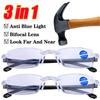 2Pairs Men Women Rimless Reading Glasses Anti Blue Light Bifocal Far Near Magnification Eyewear Presbyopic Glasses +100 +400