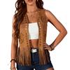 Bohemian Fringe Vest Women's Stylish Outerwear Soft Polyester Cowgirl Western Costume For Everyday Wear