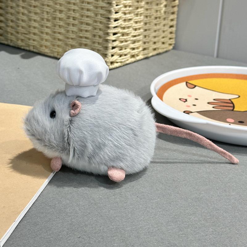 12cm Cute Chef Hamster Mouse Plush Toy Grey Brown White Small Animal Simulation Soft Fluffy Appeasing Gift