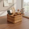 4 Compartment Organizer With Dividers Woven Rattan Container Divided Storage Container Portable Wicker Utensil Carrier
