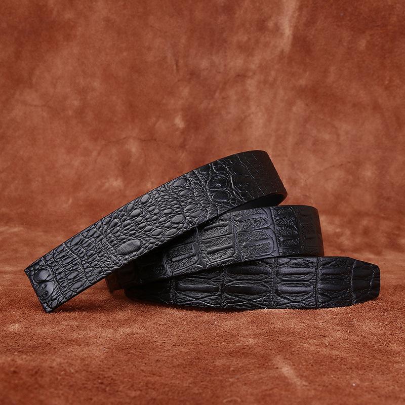 Single-Layer Transparent Dyeing Vegetable Tanned First-Layer Cowhide Automatic Buckle Belt, Men'S Genuine Leather Embossed Crocodile Pattern Belt With