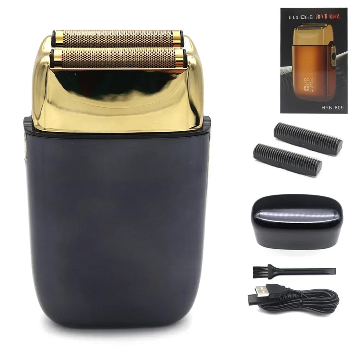 

Беспроводная электрическая профессиональная мужская бритва для парикмахера с USB-интерфейсом, светодиодная, с плавающей двойной сеткой, триммер для бороды, фольга, мужская