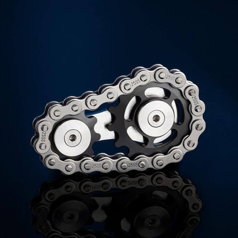 Spinner Fidget cu Lanț de Angrenaje, Giroscop de Vârf de Deget, Jucărie pentru Reducerea Stresului, Transmisie cu Lanț de Angrenaje de Bicicletă Simulat, Jucărie de Masaj pentru Exerciții de Degete