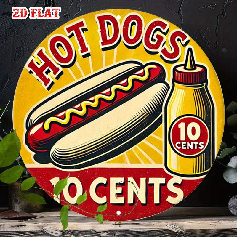 pc Vintage s Retro Hot Dogs Mustard Diner Sign Cents Hot Dog Stand Decor HeavyDuty Aluminum Metal Poster